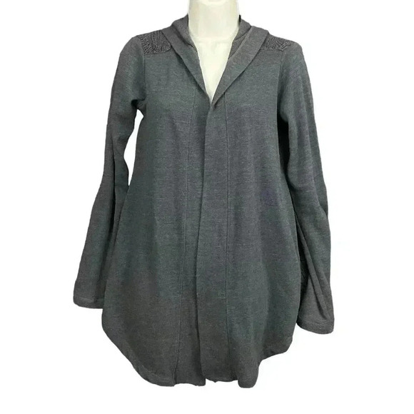 Lucky Brand Sweaters - Lucky Lotus Blue Gray Open Front Cardigan XS Cotton Blend Knit Hooded Sweater